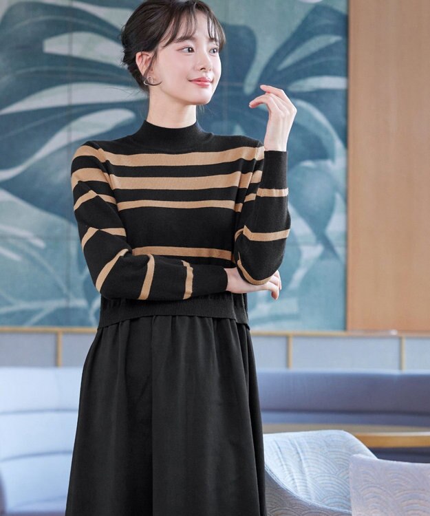 Tiaclasse ニットドッキングワンピース ブラック