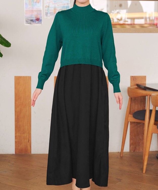 Tiaclasse ニットドッキングワンピース グリーン