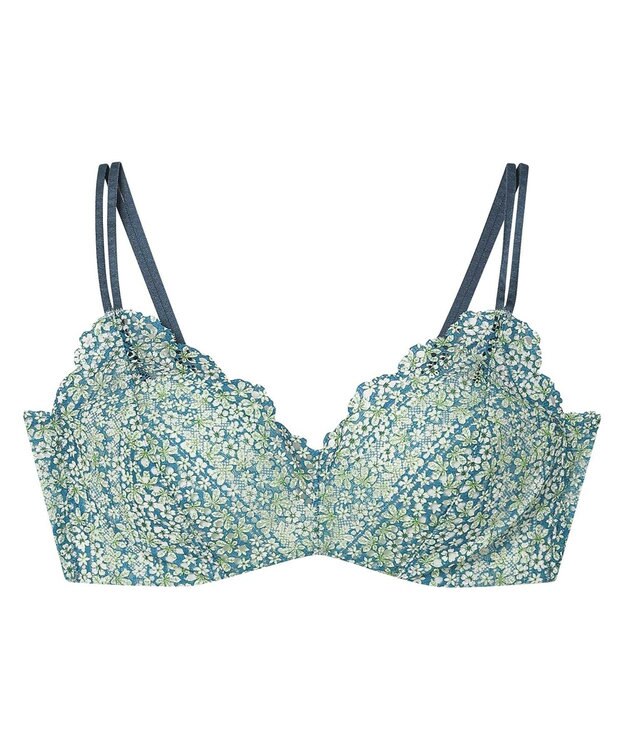 une nana cool 【リニューアル】364ブラ レース MADE WITH LIBERTY FABRIC ブルーグリーン