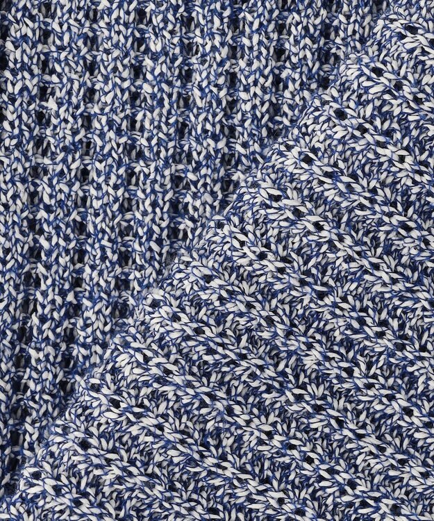 JOSEPH ABBOUD 【エコ素材和紙使用・日本素材】和紙杢メッシュクルーネック ニットジャケット ダルブルー系