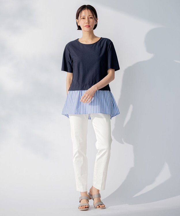 自由区 L 【接触冷感・吸湿・速乾】COOLMAX テーパードパンツ アイボリー系