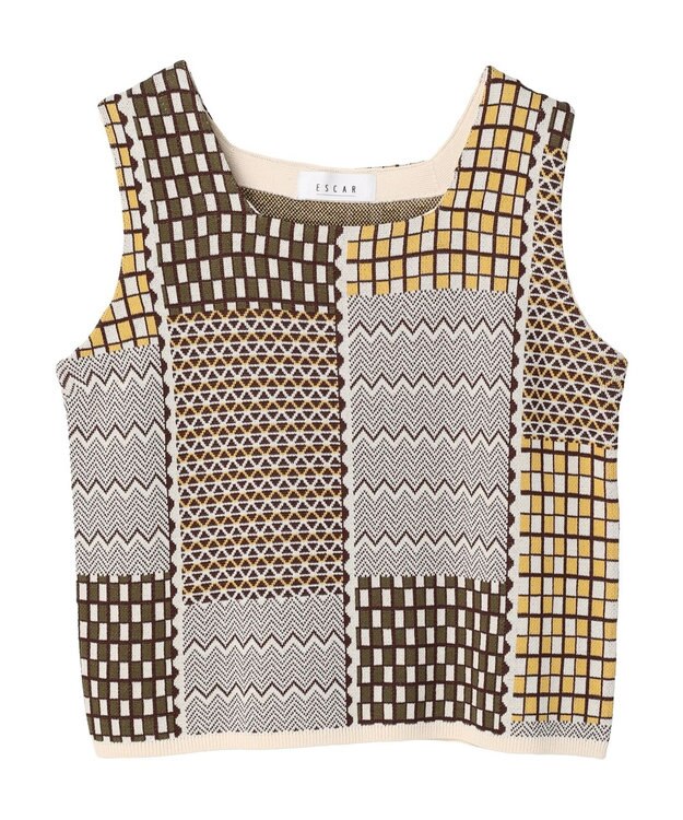 Green Parks ■ＥＳＣＡＲ　ダブルジャカードニットタンク Brown