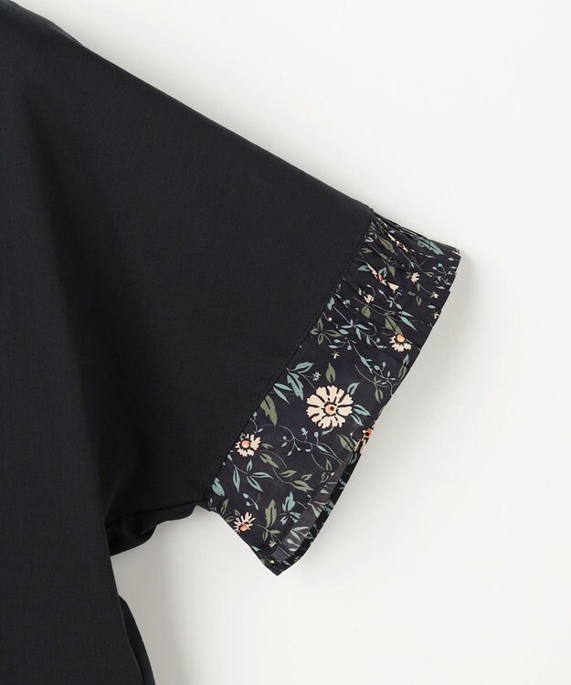 J.PRESS LADIES 【一枚で着映え】LIBERTYコンビ フレンチスリーブ カットソー ネイビー系