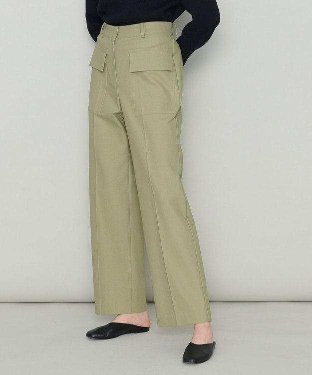 JOSEPH 【洗える】オーガニックツイル　ワイドトラウザーズ Dark Olive