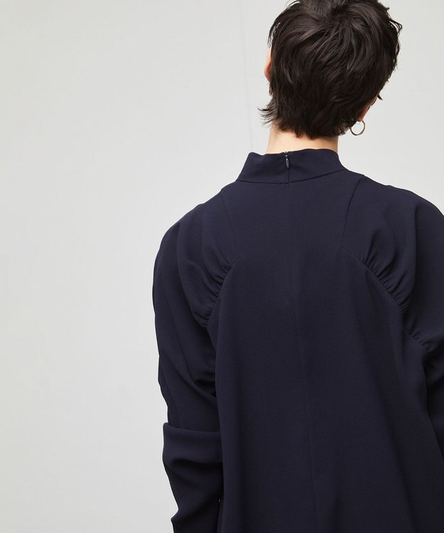 BEIGE， 【洗える】FLEUR / ギャザーブラウス Navy