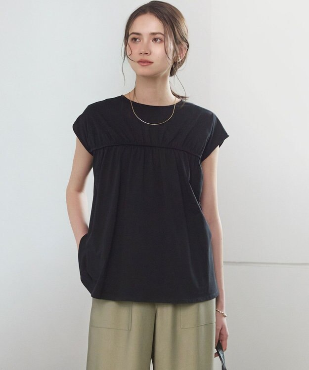 23区 【SLOW/一部店舗限定】シャーリングデザイン 2WAY カットソー ブラック