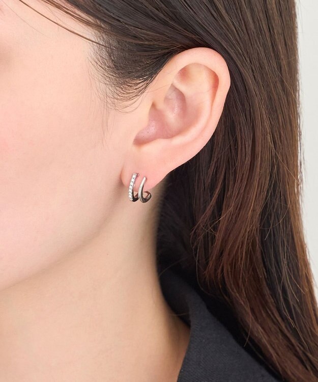 Phoebe <オンワード限定セット>メタルグリッターシュシュ×メタル×ビジュー2ラインピアス マルチ1