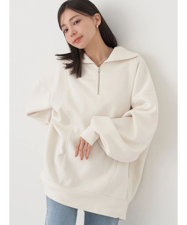 earth music&ecology スタンドｚｉｐダンボールチュニック Ivory