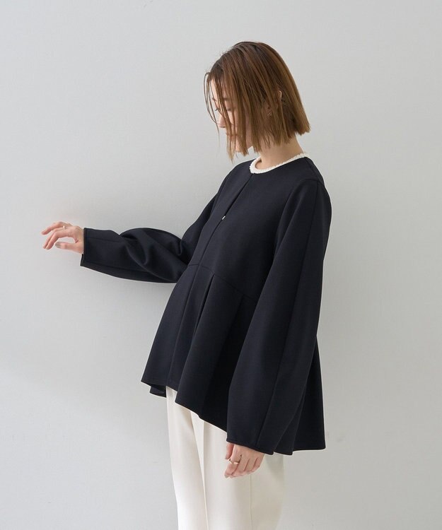 YECCA VECCA ペプラムジャケット Navy