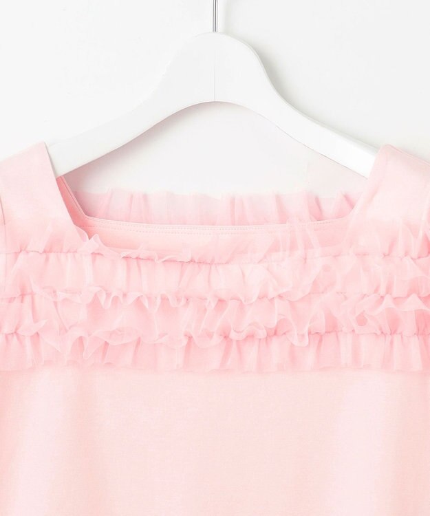 Feroux 【洗える・汗ジミが目立たない】デコルテチュール カットソー ピンク系