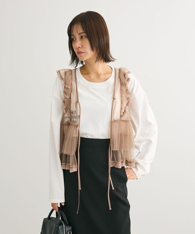 Green Parks ・ＥＬＥＮＣＡＲＥ　ＤＵＥ　チュールラッフルベスト Mocha