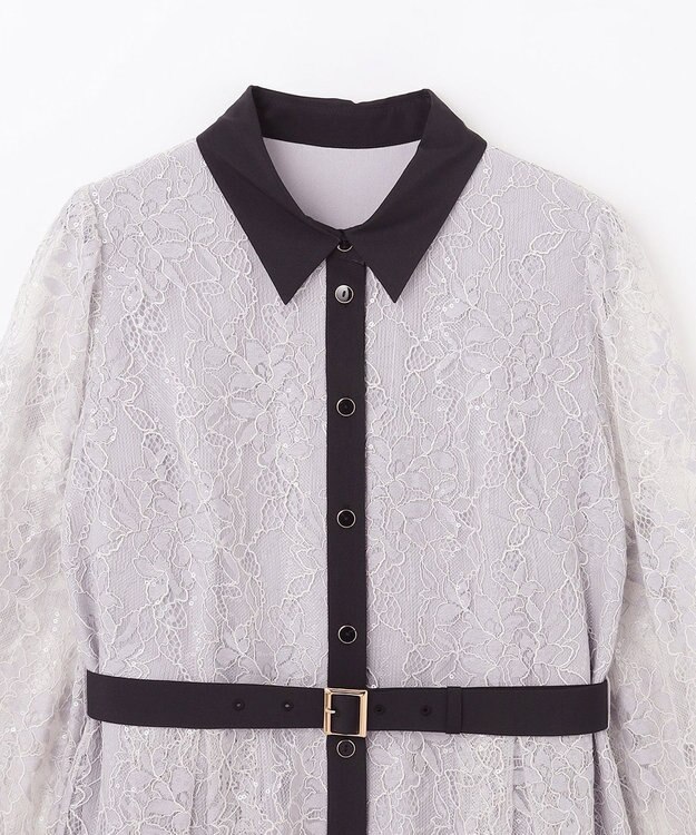 GRACE CONTINENTAL レーススパンコールワンピース グレー