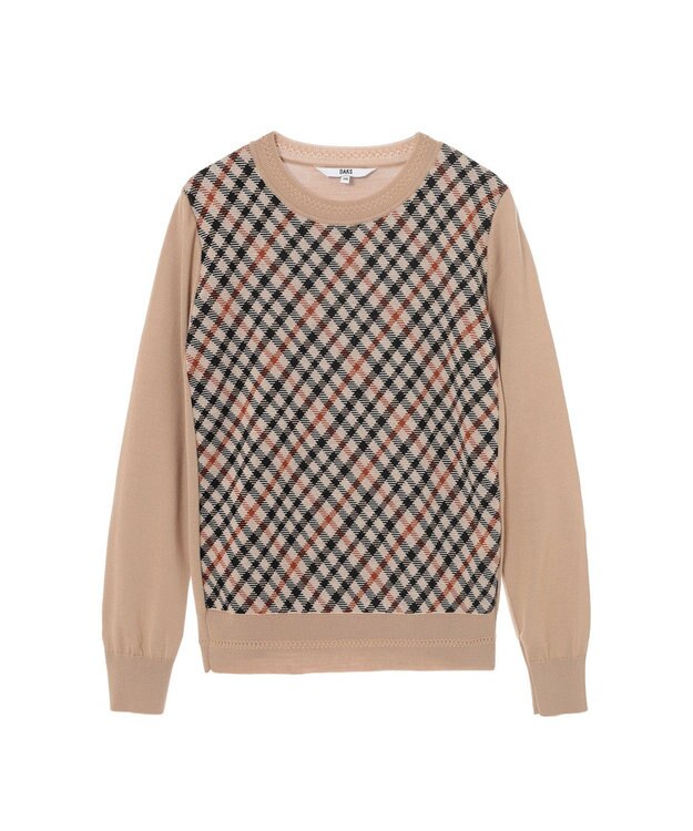 DAKS チェック ジャカードプルオーバー ベージュ