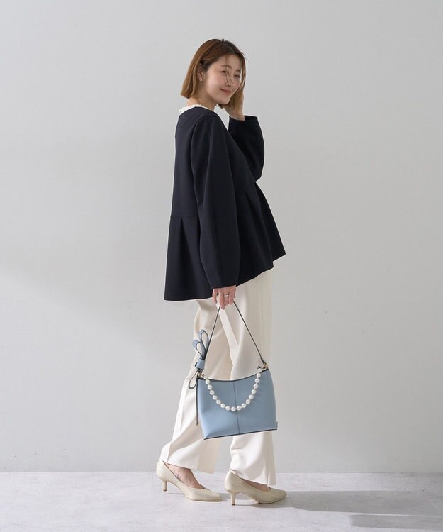 YECCA VECCA ペプラムジャケット Navy