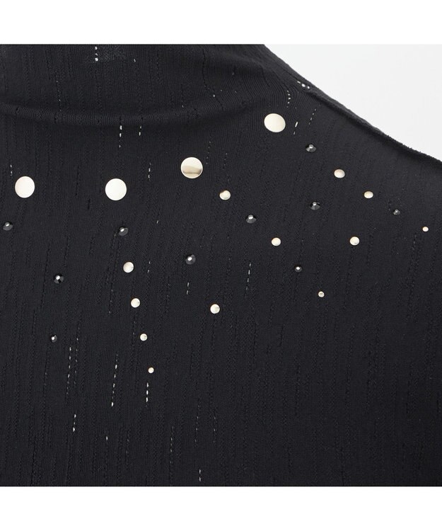 Chacott 【ノーソーイングニット】スタッズハイネックショートトップ ブラック