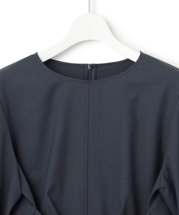 23区 S 【CLASSY.10月号掲載/洗える】TWマットクロス ペプラム ブラウス ネイビー系