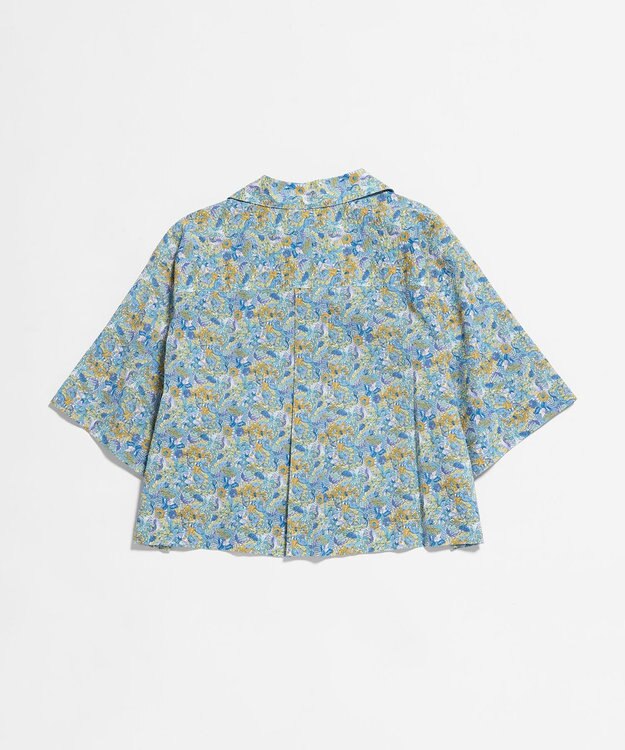 LENO LIBERTY PRINT OPEN COLLAR SHIRTS / リバティプリント半袖シャツ BLUE