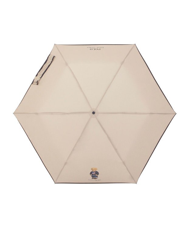 MOONBAT POLO RALPH LAUREN(ポロ ラルフローレン)FLAG BEAR 無地 折りたたみ傘 簡単開閉 ベージュ