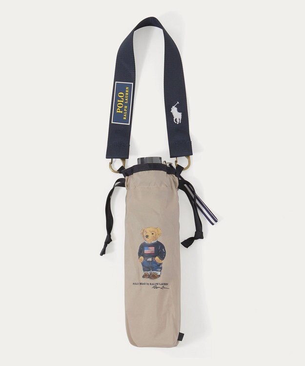 MOONBAT POLO RALPH LAUREN(ポロ ラルフローレン)FLAG BEAR 無地 折りたたみ傘 簡単開閉 ベージュ
