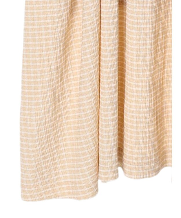 earth music&ecology ボリュームスリーブＣｈｅｃｋワンピース Beige