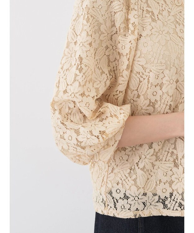earth music&ecology フラワーレースブラウス Beige