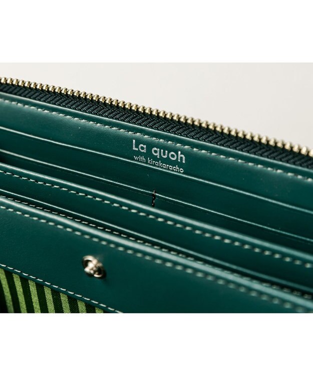 MIYABIYA La quoh with kirakaracho 南蛮七宝エンボスレザーラウンドギャルソンウォレット 松葉色(まつばいろ)