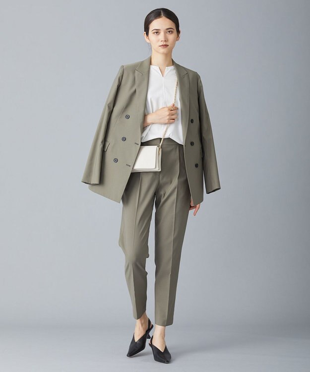 ICB 【新色追加・洗える】 ウールマットウース ダブル前ジャケット アッシュカーキ系