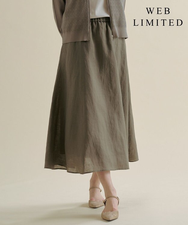 J.PRESS LADIES 【WEB限定・セット着用可】リネン フレア スカート 【WEB限定】モカ系