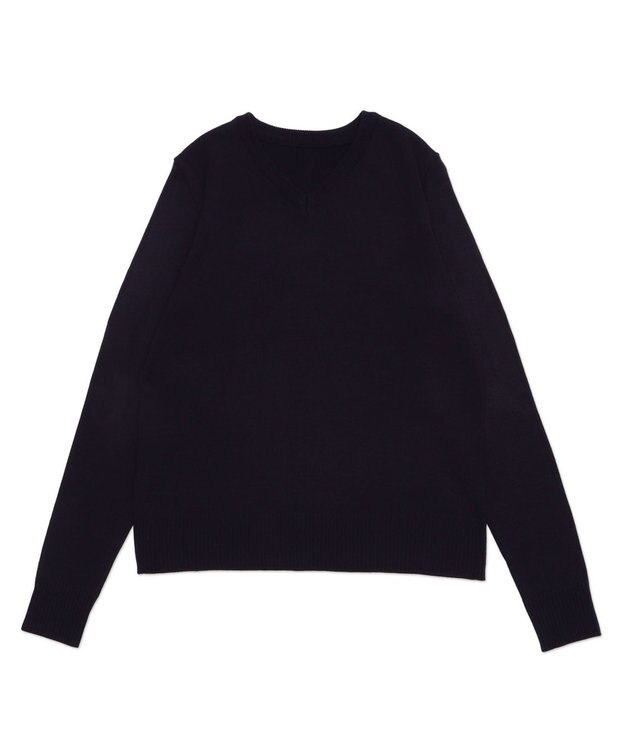 WEGO 【WEB限定/2025年秋冬新作/洗濯OK/毛玉レス/MLXLサイズ展開/オフィス/カジュアル】ベーシックニットセーター ネイビー