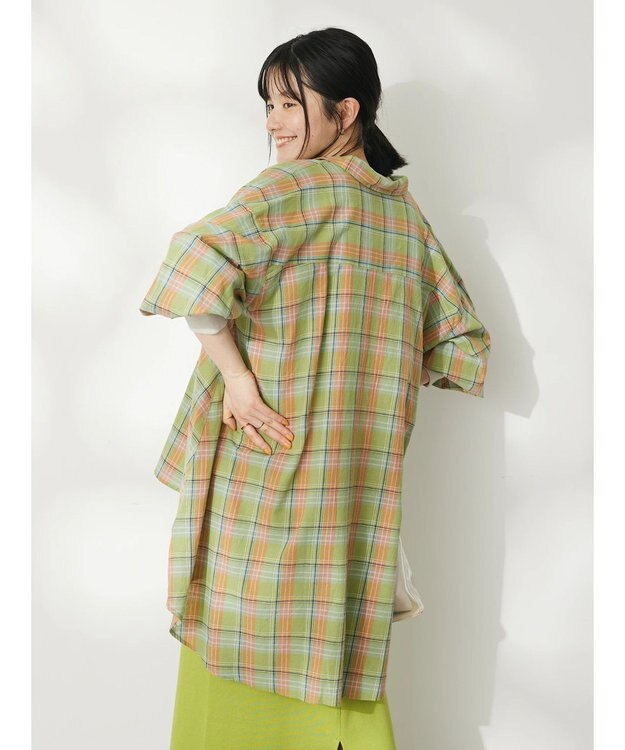 CRAFT STANDARD BOUTIQUE チェックフィッシュテールチュニック Light Green