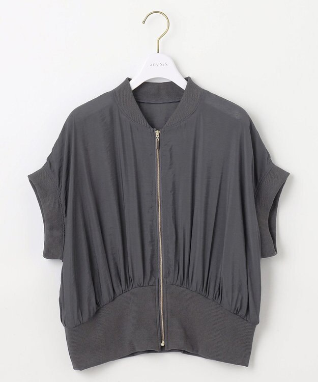 ANY SIS 【洗える】シアージレ ブルゾン チャコール