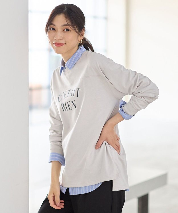 ANY L フットボールロングスリーブＴシャツ ライトグレー