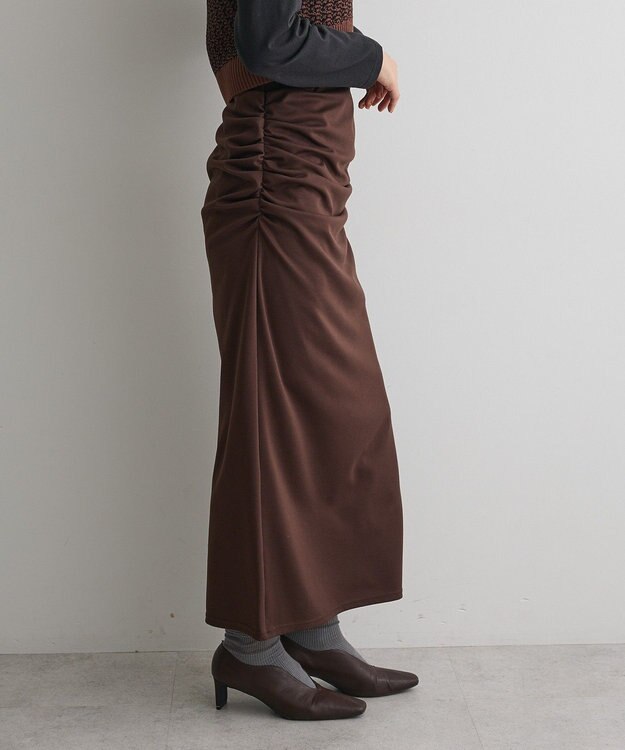 CRAFT STANDARD BOUTIQUE ドレープデザインIラインスカート Brown