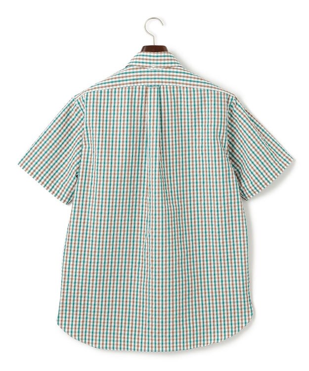 J.PRESS MEN 風が通るシアサッカーの清涼感【吸水速乾 / 高通気性】【クールマックス】サッカーギンガムチェック シャツ / B.D. グリーン系3