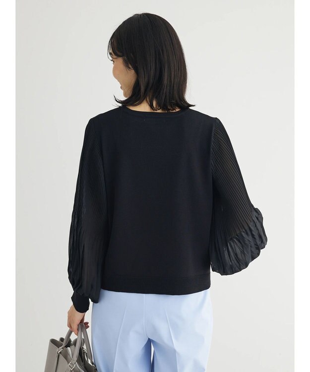 Green Parks プリーツ袖ニットプルオーバー Black