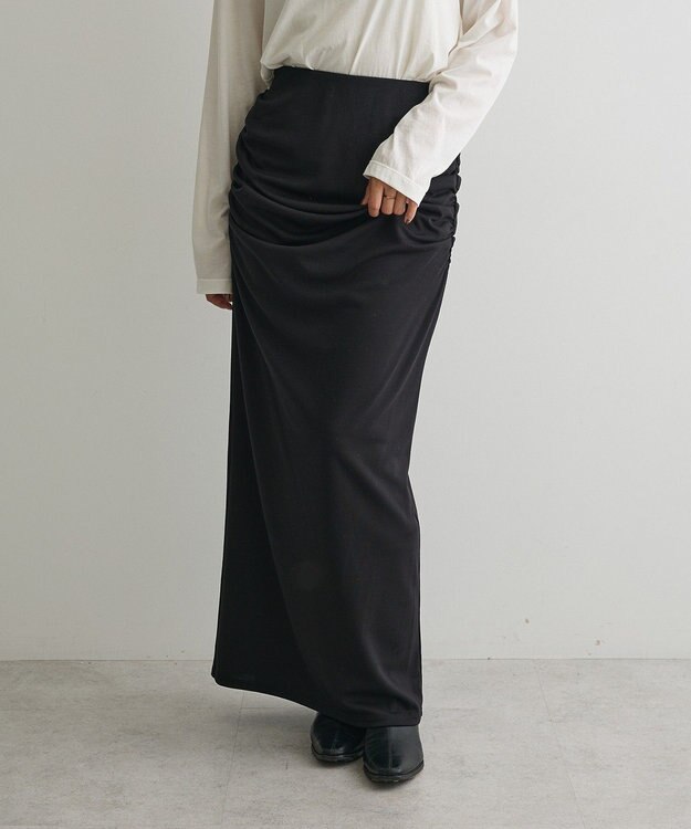 CRAFT STANDARD BOUTIQUE ドレープデザインIラインスカート Black