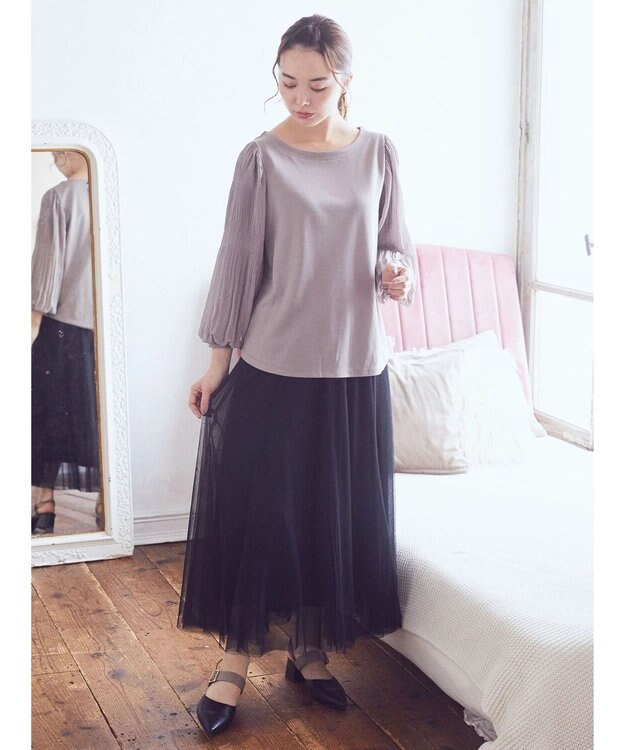 earth music&ecology マジョリカプリーツプルオーバー Pink Beige