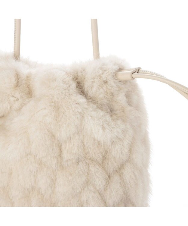 UNBILLION カシュカシュ cachecache / ミンク風カットファー巾着ミニバッグ アイボリー