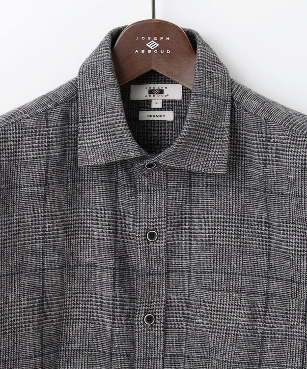 JOSEPH ABBOUD 【キングサイズ・柔らかな肌触り】 オーガニックラフィ グレンチェックシ ャツ ブラック系4