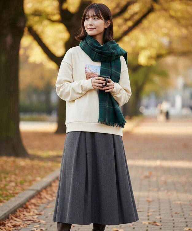 OP／FILA 【ocean pacific】Daily Cozy/あったか裏起毛フォトプリントスウェット アイボリー