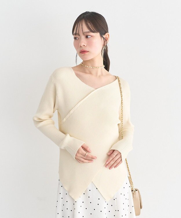 earth music&ecology クロスニットプルオーバー Ivory