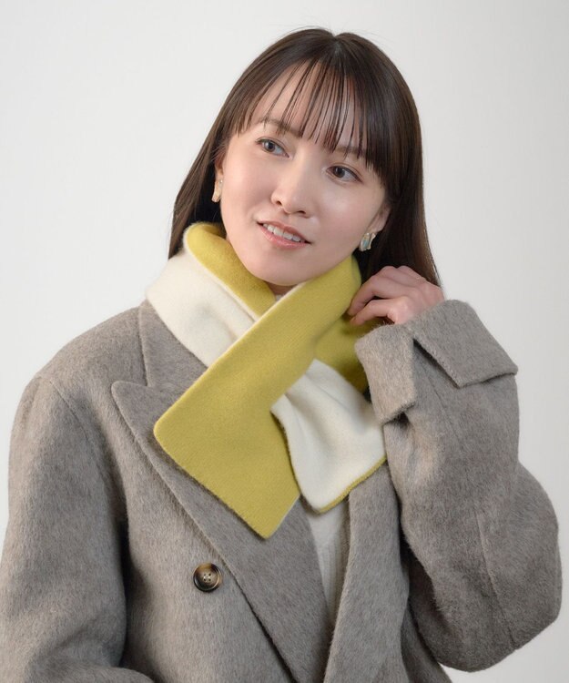 MOONBAT MACKINTOSH PHILOSOPHY(マッキントッシュ フィロソフィー）【ギフトBOX付】ウール100％ リバーシブル ニット マフラー ユニセックス 日本製 レモンイエロー