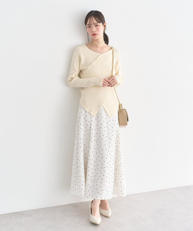 earth music&ecology クロスニットプルオーバー Ivory