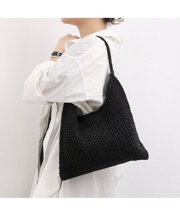 UNBILLION カシュカシュ cachecache / メタリックコード柄編みワンハンドルトート ブラック