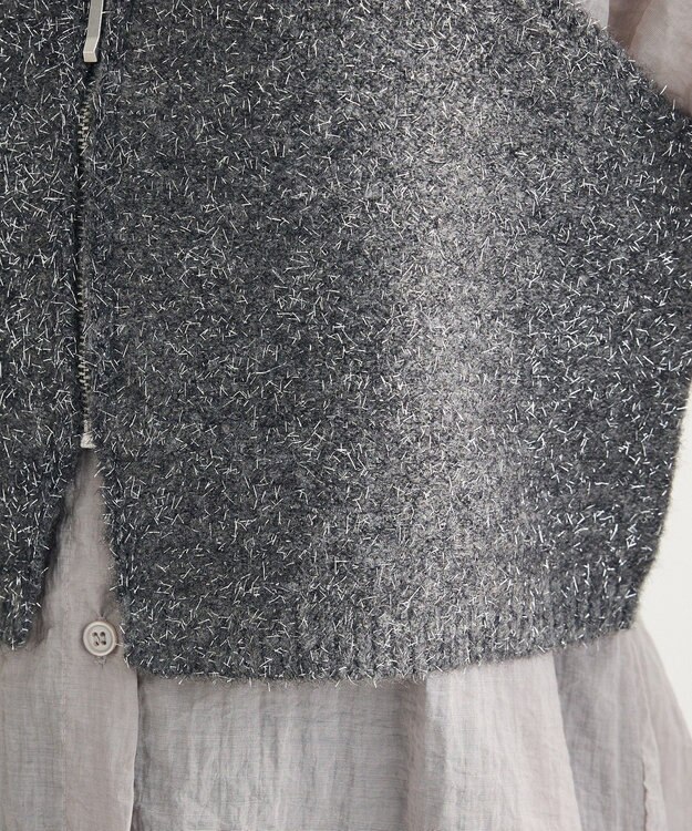 Green Parks ＳＥＴ２点ラメシャギービスチェ＋シャツ Charcoal Gray