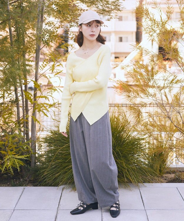 earth music&ecology クロスニットプルオーバー Yellow