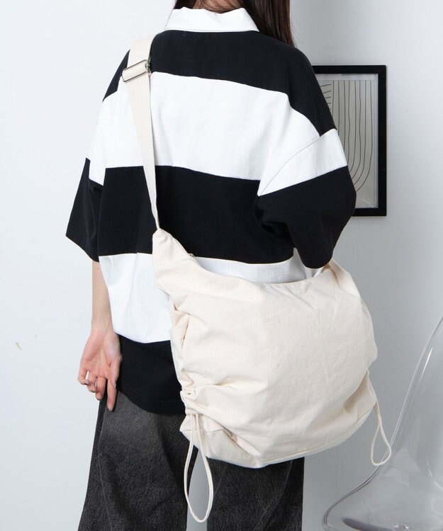 WEGO 【ユニセックスITEM/A4サイズ収納可能】サイドドロストキャンバスショルダー キナリ