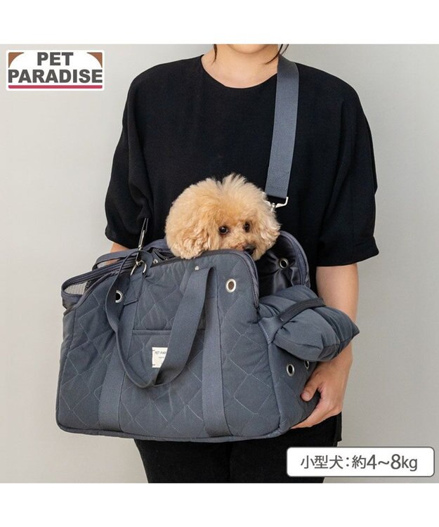 PET PARADISE ペットパラダイス キルティング キャリーバッグ  M 小型犬 チャコールグレー
