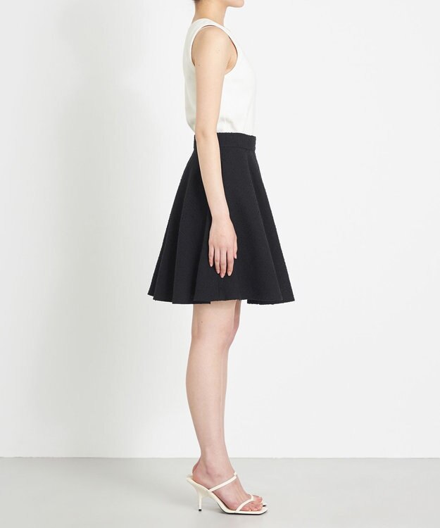 NAVE 【Nave】ストライプツィード  フレアースカート ブラック系