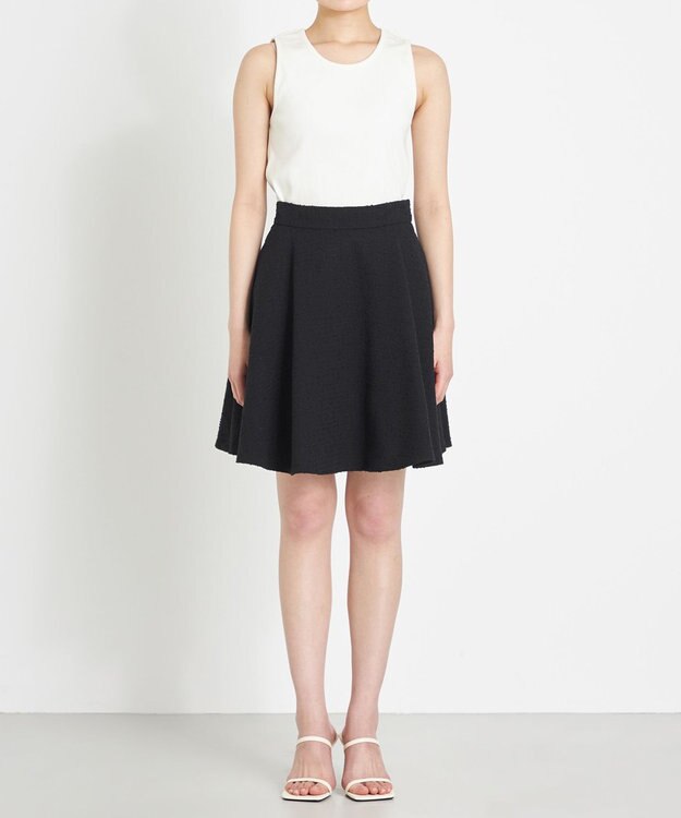 NAVE 【Nave】ストライプツィード  フレアースカート ブラック系